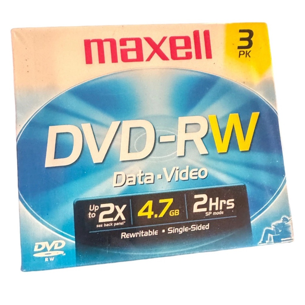 Maxell DVD-RW Data-Video 3 Blank Recordable Collectible Disc Retro Discontinued